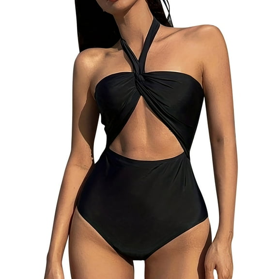 QHFBli 1 Piece Swimsuit for Women,Cut Out Criss Cross Bathing Suit,Thong Monokini Swimsuits