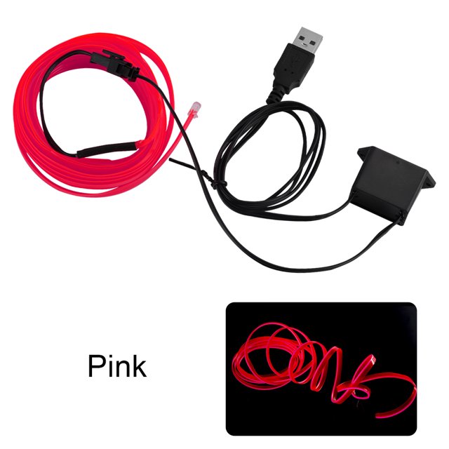 Riwesomey Iluminación interior del coche Tira de LED Decoración Guirnalda Línea de tubo de cuerda de alambre Luz de neón flexible con unidad de Automoción decorativa y accesorios Rosado rojo Riwesomey VI000919-05B