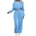 thumbnail image 1 of MeetoTime Womens Fall 2 Piece Outfits Tracksuit Set Zip Up Cropped Hooded Sweatshirt Sweatpants Matching Lounge Sets, 1 of 5
