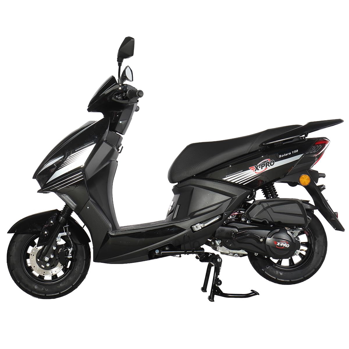 X-Pro Solara 150cc Gas Moped, Fully Automatic Moped with Electric & Kick Start, 10" Aluminum Wheels, Front Disc Brake, LED Headlight, Underseat Storage