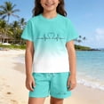 thumbnail image 2 of Byoo Toddler Girls Breathable Short Sleeve Outfit Gradient Print Casual School Tracksuit Sets, 2 of 5