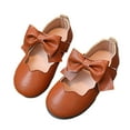 thumbnail image 2 of BOBOGOJP Girls Mary Jane Dress Shoes Ballerina Flats for Princess Uniform Shoes for Little/Big Kids with Ankle Strap Bowknot Shoes Brown for 11, 2 of 5