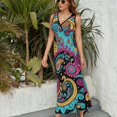 thumbnail image 3 of Vestido De Noche De Lujo Sin Mangas Para Mujer, Paisley Print Vestido De Fiesta, 3 of 5