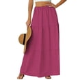 thumbnail image 6 of Mifsaly Beach Skirts for Women Maxi High Waist A Line Flowy Skirt Lightweight Tiered Pleated Casual Summer Vacation Clothes with Pockets M, 6 of 8