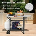 thumbnail image 3 of Feasto Outdoor Grill Table, 40’’x20’’, Movable Pizza Oven Table with Wheels, Stainless Steel Countertop Grill Cart with Storage Shelf & Foldable Extension Table, 6 Extra Hooks,for BBQ Food Prep, 3 of 8