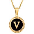 thumbnail image 1 of 26 English Letters (A-Z) Necklace For Women Titanium Steel Stainless Steel Pendant Necklace Pearl Shell Oil Drop Necklace As Gift For Wife , Daughter, Friend, 1 of 9
