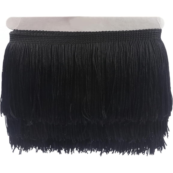 YYCRAFT 10 Yards 4 Inch Wide Tassel Curtain Fringe Trim by The Yard for DIY Sewing Crafts Clothing Curtains Decoration-Black