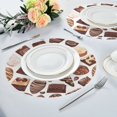 thumbnail image 3 of Round Plate Mat 15.4x15.4 Inchesx1 Placemat Table Mat Kitchen Mat Coffee Mat Fabric Thick, Strong Wear-Resistant, Heat Resistance Dark Chocolate, 3 of 7