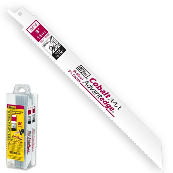 IVY Classic 28374 8 in. 18 TPI Bi-Metal Reciprocating Saw Blade, Cuts Metal (50-Pack)