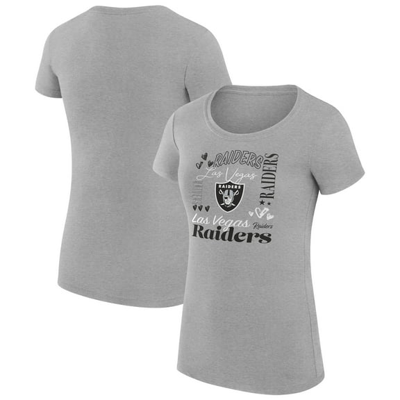 Women's G-III 4Her by Carl Banks  Heather Gray Las Vegas Raiders Super-Slim Fit Lightweight Collage Team T-Shirt
