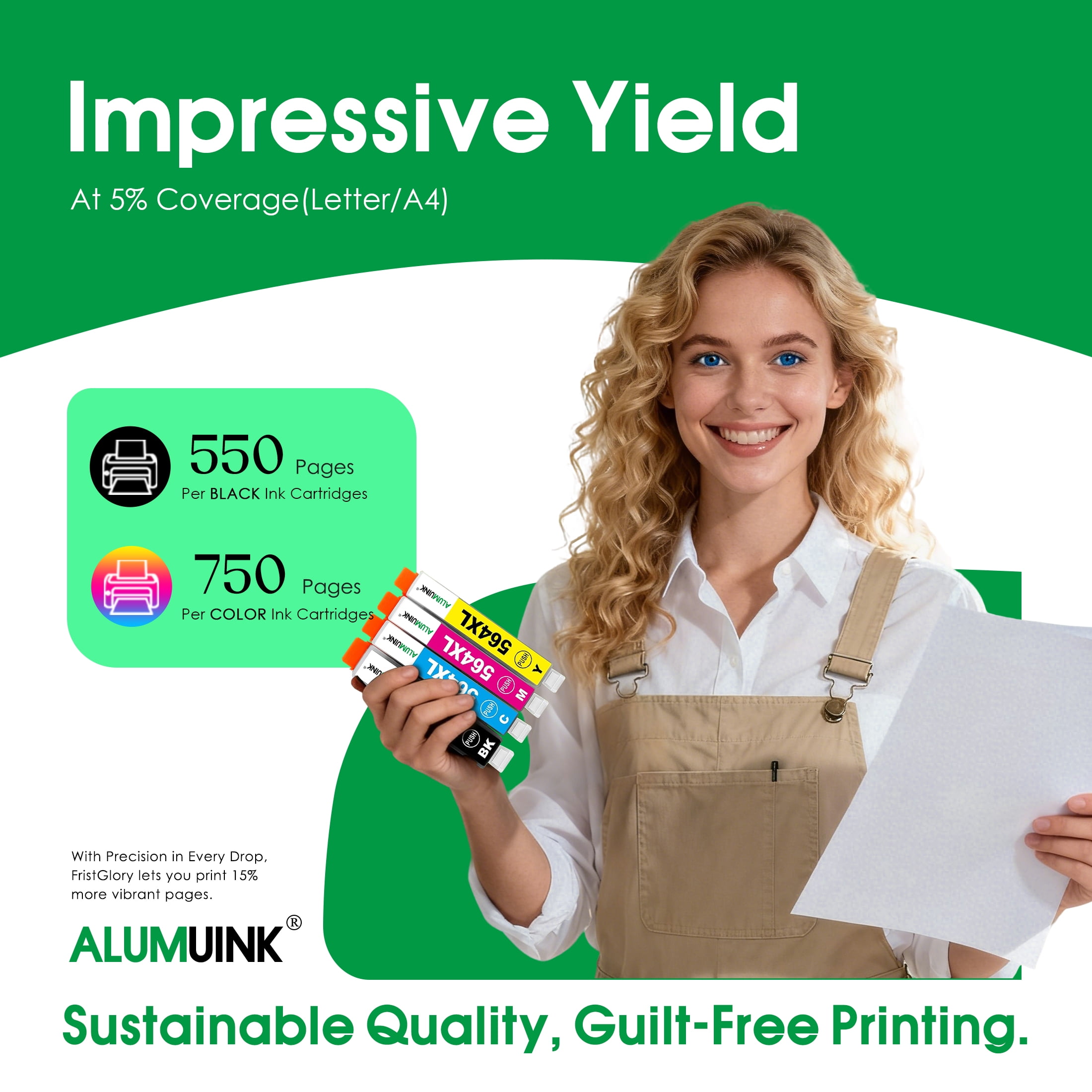 564XL Ink Cartridges Combo Pack 5-Pack (2Black/1Cyan/1Magenta/1Yellow) Compatible for HP564 Ink Cartridges for DeskJet 3520 OfficeJet 4622 Printers