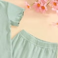 thumbnail image 6 of BOBOGOJP Toddler Baby Girl Clothes Fall/Winter Girls Outfits Ruffle Long Sleeve Tops Floral Flared Pants Girls' Clothing Sets Green for Size 3-4 Years, 6 of 6