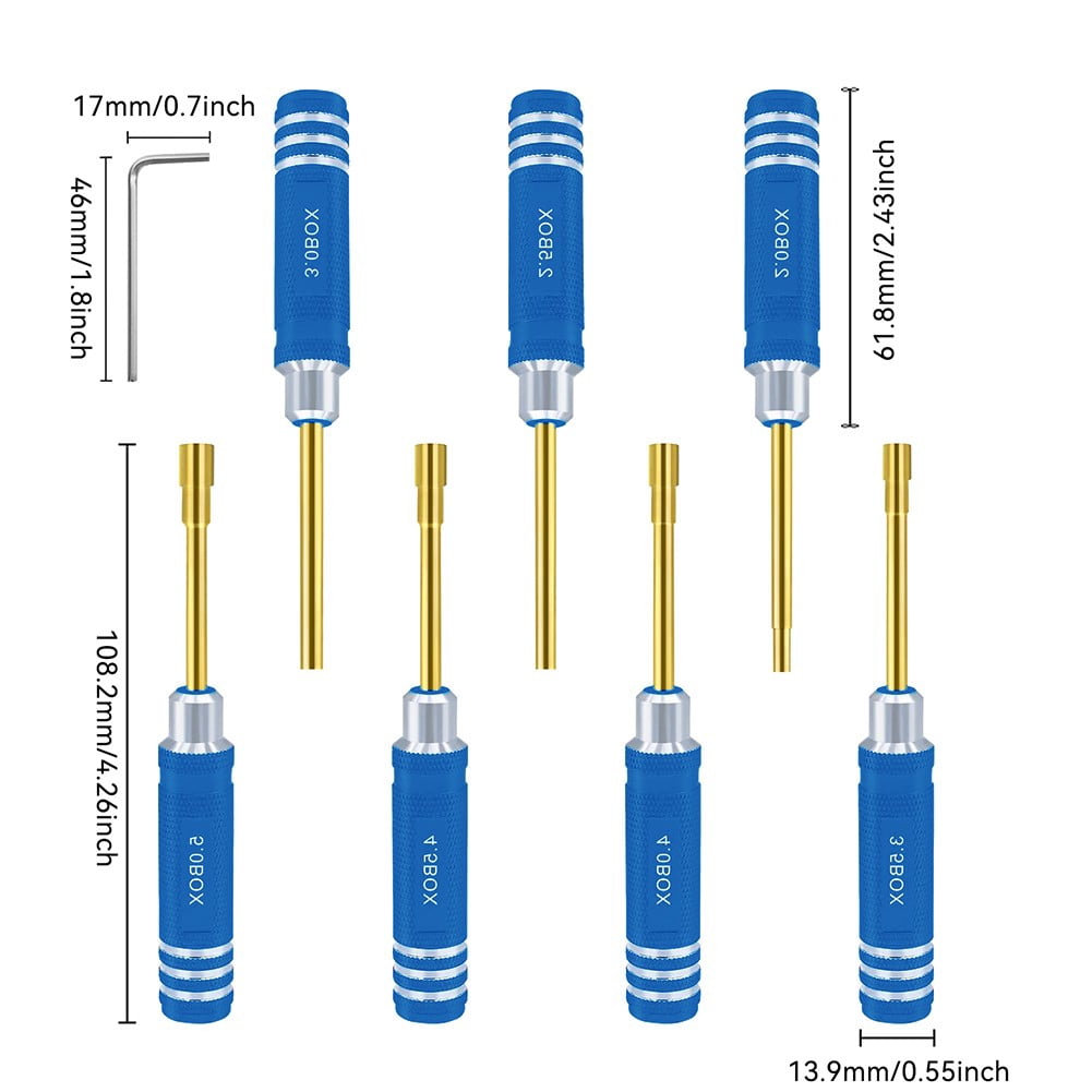 for Precision Hex Screwdriver Set for RC Models - 7 for Durable Tools with Ergonomic