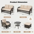 thumbnail image 4 of Vicluke 7 Piece Patio Furniture Set, Wicker Outdoor Conversation Sofa Set with Swivel Chairs, 2 Ottomans, Glass Side Table, Rattan Outdoor Sectional for Deck Backyard Porch （9 Seats, Khaki), 4 of 9