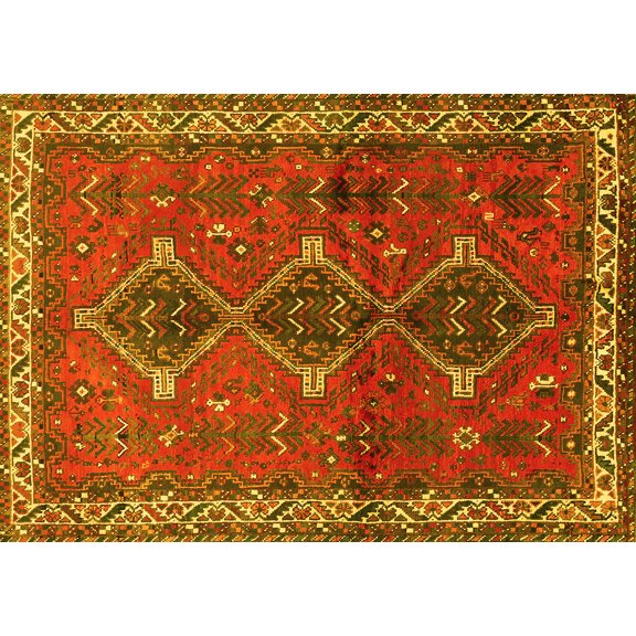 Ahgly Company Indoor Rectangle Persian Yellow Traditional Area Rugs, 5' x 7'