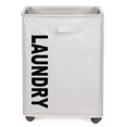 thumbnail image 2 of Imountek 82L Large Rolling Laundry Hamper with Wheels, Collapsible Dirty Clothes Basket, Waterproof Foldable Storage Organizer for Home, Beige, 2 of 8