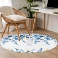 thumbnail image 5 of Blue Eucalyptus Round Area Rugs Collection 4', Watercolor Spring Weeping Botanical Non Slip Indoor Circular Throw Runner Rug Floor Mat Carpet for Living Room Dining Table Bedroom Nursery, 5 of 9
