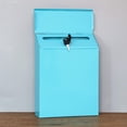 thumbnail image 3 of pitrice Style Flair Box Mailbox Bin Door Designed Drop Box Slots Metal Installation Postbox Simple Drop Box Mailbox Beige Blue, 3 of 8