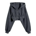 thumbnail image 4 of SGMVNU Women's Hoodies Casual Zip up Hoodies Cropped Cardigan Jacket Drawstring Hooded Sweatshirts Casual Long Sleeve Top Winter Clothes 2025(Dark Gray, Size S), 4 of 9