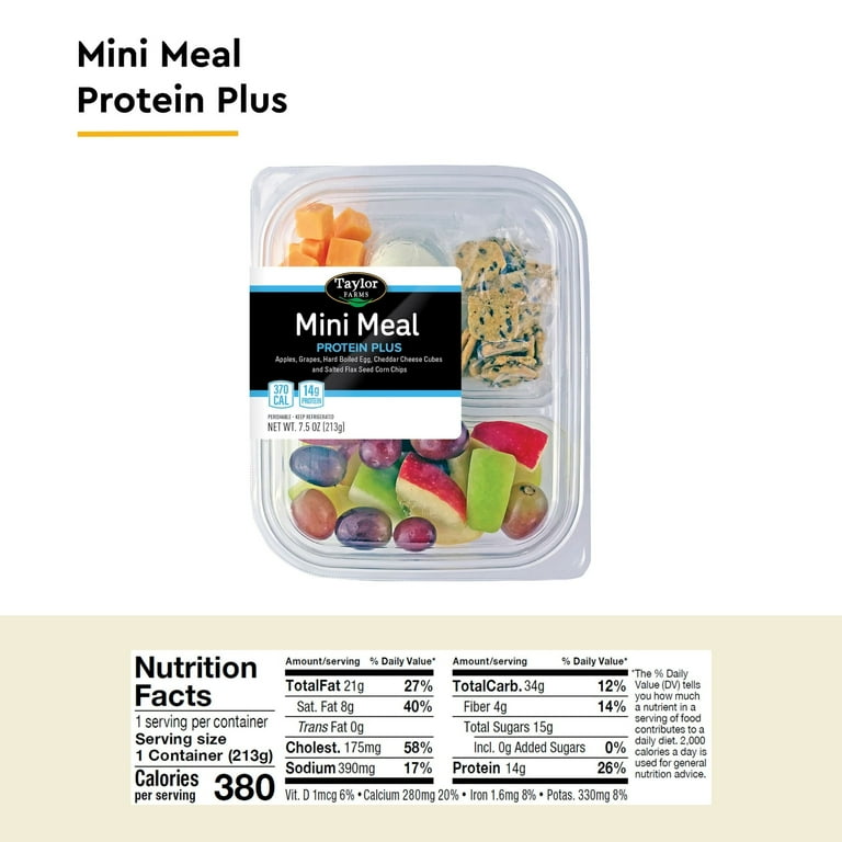 Taylor Farms Protein Plus Mini Meal Snack Tray with Fresh Fruit, 7.5 oz