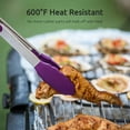 thumbnail image 4 of 600°F Heat Resistant Kitchen Tongs: U-Taste 7/9/12 inch Silicone Cooking Tong Set with Non Stick Rubber Tips and Silicon Coated 18/8 Stainless Steel Handle for Serving Grilling Salad(Purple), 4 of 9