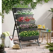 Funcid 4 ft Vertical Garden 5-Tier Raised Garden Bed Planter Box for Patio Balcony Flower Herb Freestanding Garden Planter Black, 26×22.75×45