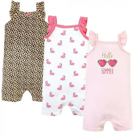 UPC: 0660168166040 | Hudson Baby Infant Girl Cotton Rompers Hello Summer 9-12 Months