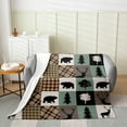 thumbnail image 2 of YST Rustic Patchwork Flannel Blanket Throw 50x60 inch,Country Cabin Fleece Blanket for Kids Teens,Checkered Buffalo Plaid Bear Deer Throw Blanket,Woodland Wildlife Fuzzy Blanket All Season,Brown, 2 of 4