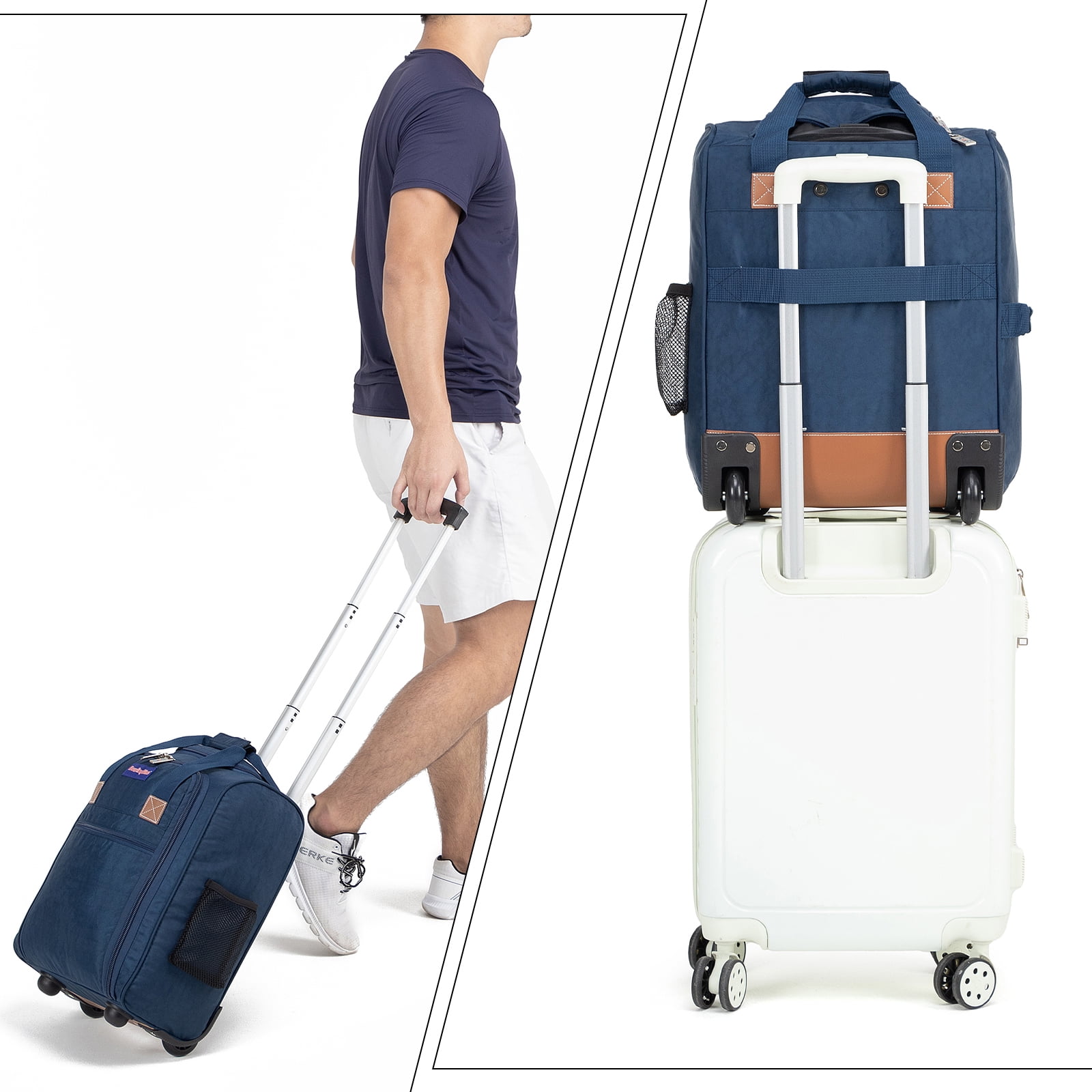 BoardingBlue 17" Rolling Under Seat Duffel Bag, Navy