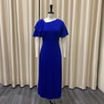 thumbnail image 2 of AURA Plus Size Ruffle Sleeve Pleated Midi Dress Elegant High Waist Swing Skirt Solid Color, 2 of 9