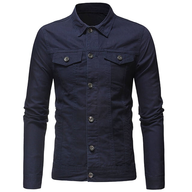 Birdeem Mens Lapel Slimfit Solid Color Pocket Button Long Sleeve Jacket