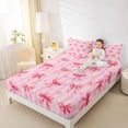 thumbnail image 4 of Feelyou Fashion Pink Bowknot Bed Sheets, Love Heart Flower King Sheets, Teens Kids Girls Women Sheet Set, Breathable Home Decor, 4pcs, 4 of 7