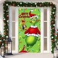 thumbnail image 1 of Cubiertas de puerta de Grinch Cubierta de puerta navideña, Decoración de puerta navideña, Decoración de puerta de entrada Suministros para fiestas navideñas Cubierta de puerta navideña de 78,7 x 35,4, 1 of 3
