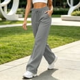thumbnail image 6 of KICILVS Straight Leg Pants Women High Waist Wide Sweatpants Drawstring Elastic Casual Trousers with Pockets Comfy Bottoms Gray, 6 of 8