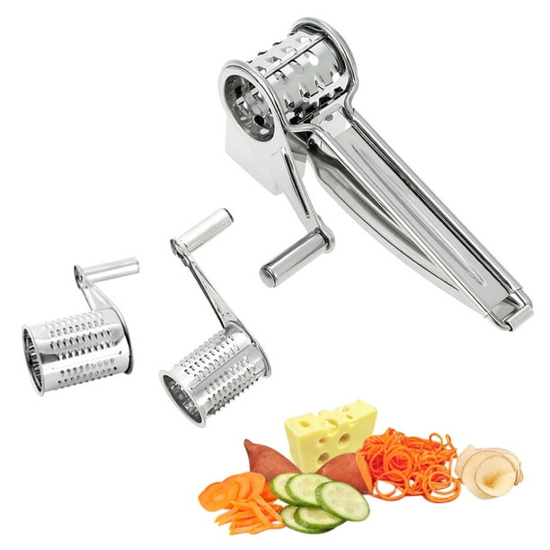 Râpe à fromage rotative - Coupe-légumes manuel - Râpe à légumes avec trois lames de Râpe à fromage rotative - Coupe-légumes manuel - Râpe à légumes avec trois lames de