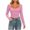 Pink-03, variant on Perfectbot Women's Square Neck Fitted T-Shirt Long Sleeve Crop Ruched Waist Stretchable Basic Tee Shirt