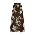 thumbnail image 4 of WXLWZYWL Women Flowy Maxi Skirt Floral Print Fall Casual Boho High Elatic Waist Loose Long Skirt with Pockets, 4 of 5