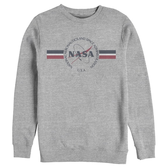 Men's NASA Red White And Blue Banner Logo  Sweatshirt Athletic Heather Medium