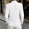 thumbnail image 4 of yeiolnoer Tops for Women Loose Fit Long Sleeve Casual Shirts Quarter Zip Lapel T Shirt for Athletic Workout(White,X-Large), 4 of 6