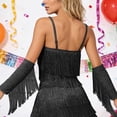 thumbnail image 4 of AWZXDE Women's Fashion Solid Color Sequin Latin Dance Top with Fringe Strapless Performance Clothing for Party Black,L, 4 of 4