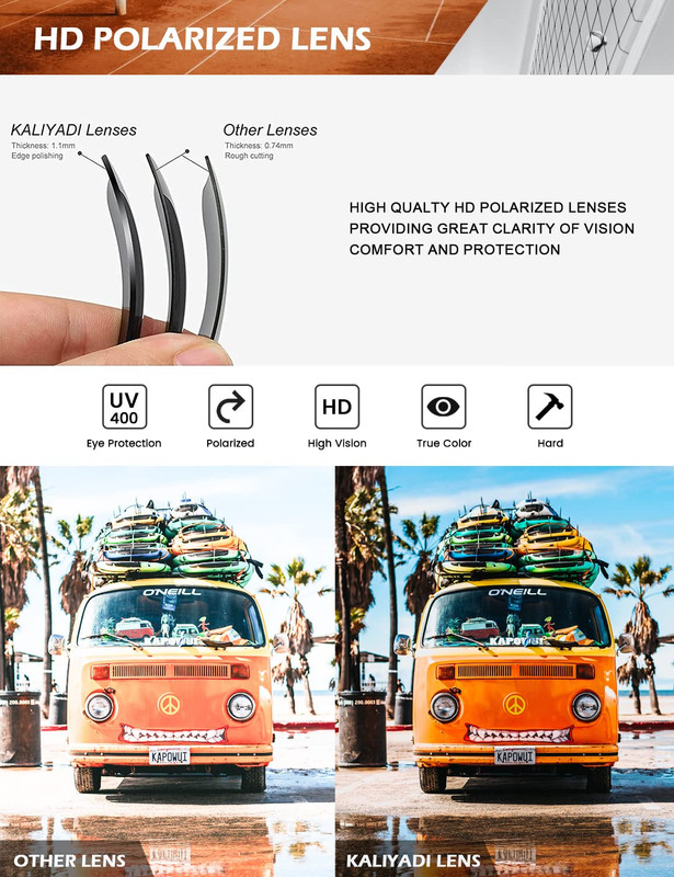 KALIYADI 3-Pack Polarized Sunglasses, Unisex photo 3