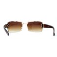 thumbnail image 2 of Old School Rimless Narrow Rectangle 90s Designer Shade Sunglasses Gold Brown, 2 of 4