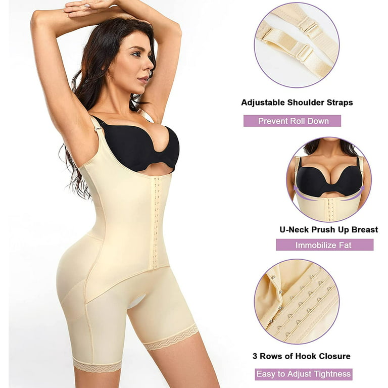 FITVALEN Women's Deep V Backless U Plunge Bodysuit Adjustable Straps Thong  Full Body Shapewear Underwear 