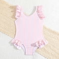 thumbnail image 6 of Girls One Piece Swimsuit Bathing Suit Children's Striped Printed Fly Sleeve Swimming Outfit Summer Girls' Swimwear, 6 of 8