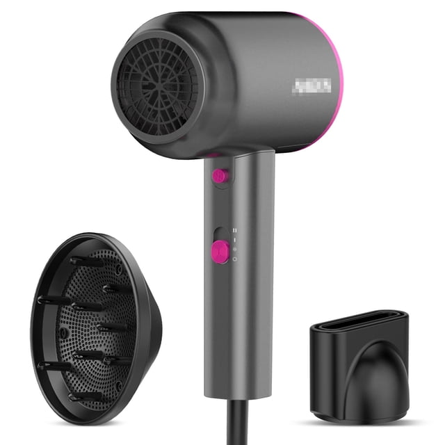 2025 Lightweight Blow Dryer – 1875W High-Speed Drying, Includes Diffuser & Styling Nozzle(Grey)