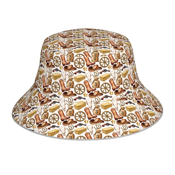 Fotbe Western Cowboy Sombrero Tipo Pescador con Estampado – Sombrero de Sol de Algodón de Moda para Playa, Golf, Pesca