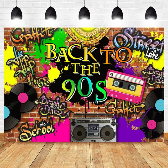 Tapiz para colgar en la pared, estilo retro, grafiti, hip hop, estilo años 90, 150 x 100 cm