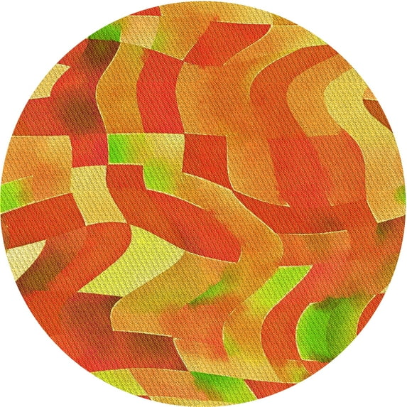 Ahgly Company Indoor Round Patterned Bee Yellow Area Rugs, 4' Round