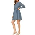 thumbnail image 4 of INSPIRE CHIC Women's Dress Gilding Star V Neck Long Sleeve Party Flared A-Line Dress XL Grey Blue, 4 of 8
