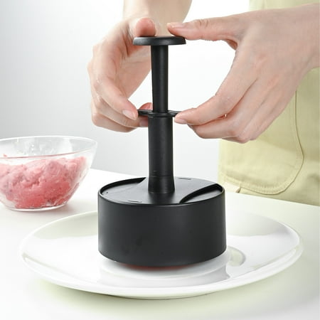 

Djiypn Round Press Burger Patty Press Home Kitchen Manual Nonstick Meat Presser ABS Black